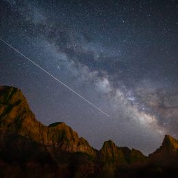 Milky Way Over Zion with Meteor
